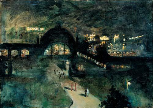 Lesser Ury Bahnhof Nollendorfplatz bei Nacht oil painting picture